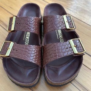 Birkenstocks with embossed pattern